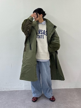 「アイテム（モッズコート）」を使った、たけさきさん（レディース・160cm）の秋コーディネート