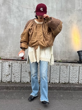 「etsinta（エシンタ）のアイテム（ブルゾン）」を使った、たけさきさん（レディース・160cm）の秋コーディネート