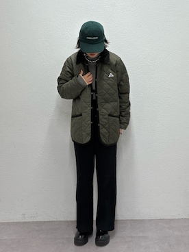 「GEVACO（ゲバコ）の【軽量/洗える】【GEVACO】キルトミドルコート（ブルゾン）」を使った、たけさきさん（レディース・160cm）の秋コーディネート