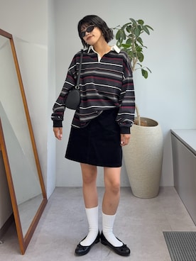 「GEVACO（ゲバコ）のアイテム（Tシャツ/カットソー）」を使った、たけさきさん（レディース・159cm）の秋コーディネート