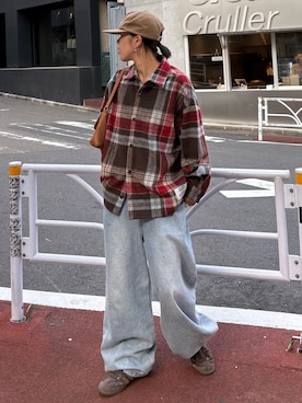 「DISCUS（ディスカス）のアイテム（キャップ）」を使った、たけさきさん（レディース・159cm）の秋コーディネート