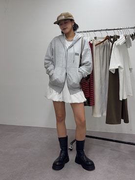 「DISCUS（ディスカス）のアイテム（キャップ）」を使った、たけさきさん（レディース・160cm）の秋コーディネート