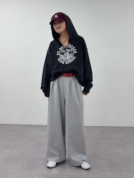 「アイテム（ベルト、レッド系）」を使った、たけさきさん（レディース・159cm）の秋コーディネート