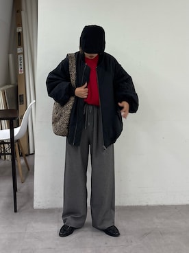 「アイテム（MA-1）」を使った、たけさきさん（レディース・160cm）の秋コーディネート