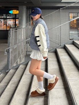 「CIAOPANIC TYPY（チャオパニックティピー）のムートンサンダル（サンダル）」を使った、kkyn78さん（レディース・159cm）の秋コーディネート