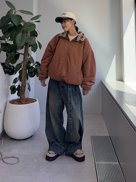 「CIAOPANIC TYPY（チャオパニックティピー）のアイテム（ブルゾン）」を使った、たけさきさん（レディース・160cm）の秋コーディネート