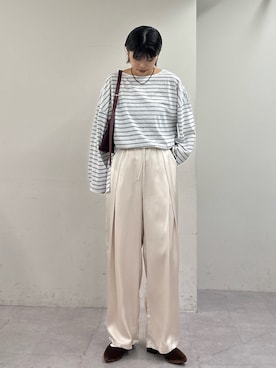 「CIAOPANIC TYPY（チャオパニックティピー）の【S～XL展開】アソート素材フラットミュール（パンプス）」を使った、たけさきさん（レディース・160cm）の秋コーディネート