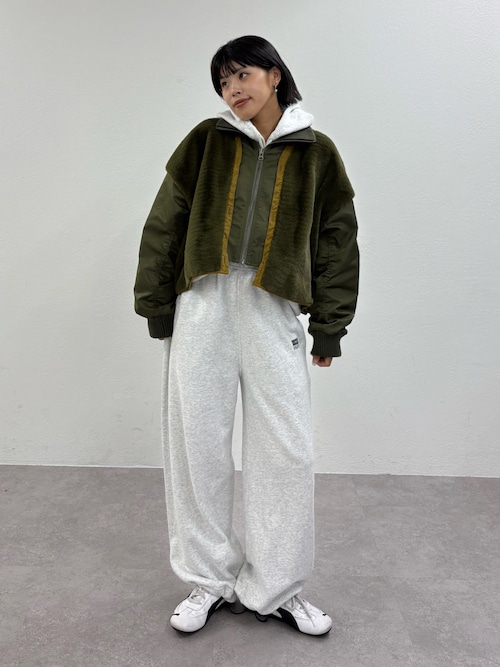 【etsinta】ファー切替ショートスタンドジャケット/WEB限定カラーあり