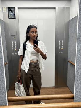 「H&M（エイチ・アンド・エム）のアイテム（タンクトップ、ホワイト系）」を使った、sa0204dさん（レディース・158cm）の夏コーディネート