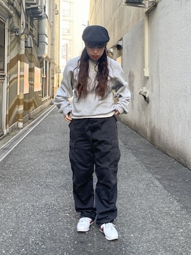 「KANGOL（カンゴール）のアイテム（ハンチング/ベレー帽）」を使った、かすみんさん（レディース・150cm）の春コーディネート