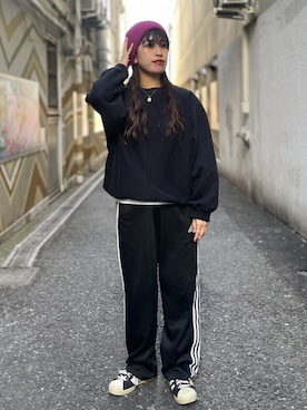 「OVERRIDE（オーバーライド）のアイテム（ニットキャップ/ビーニー）」を使った、かすみんさん（レディース・150cm）の冬コーディネート