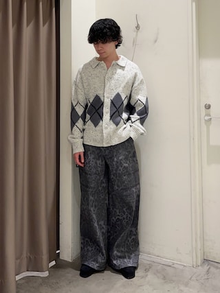 「CIAOPANIC TYPY（チャオパニックティピー）の【UNISEX】アーガイル襟ネップニットカーディガン（カーディガン/ボレロ）」を使った、しおんさん（メンズ・170cm）の冬コーディネート