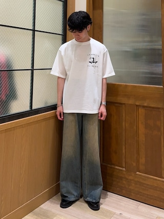 「Franklin Climbing（フランクリンクライミング）の【Franklin Climbing】ブルドッグスケボー半袖Tee（Tシャツ/カットソー）」を使った、しおんさん（メンズ・170cm）の夏コーディネート