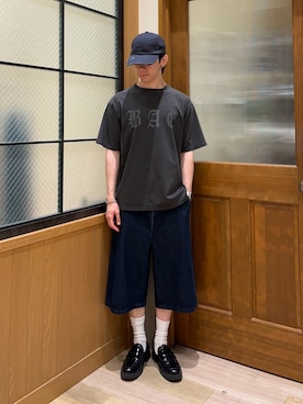 「CIAOPANIC TYPY（チャオパニックティピー）の【UNISEX】バックチェックポケットハーフパンツ（その他パンツ）」を使った、しおんさん（メンズ・170cm）の夏コーディネート