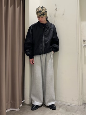 「アイテム（MA-1）」を使った、しおんさん（メンズ・170cm）の冬コーディネート