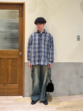 「巾着バッグ」｜「アイテム（ローファー）」を使った、しおんさん（メンズ・170cm）の冬コーディネート