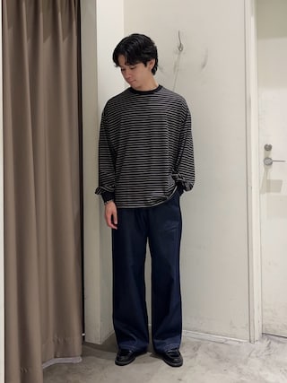 「CIAOPANIC TYPY(チャオパニックティピー)のオーバーサイズマルチボーダーロンTee(Tシャツ/カットソー)」を使った、しおんさん(メンズ・170cm)の秋コーディネート