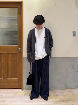 「巾着バッグ」｜「アイテム（ローファー）」を使った、しおんさん（メンズ・170cm）の冬コーディネート