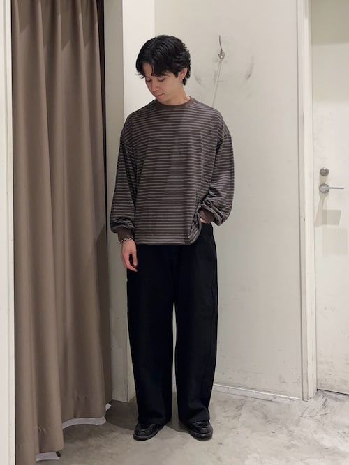 「CIAOPANIC TYPY(チャオパニックティピー)のオーバーサイズマルチボーダーロンTee(Tシャツ/カットソー)」を使った、しおんさん(メンズ・170cm)の秋コーディネート