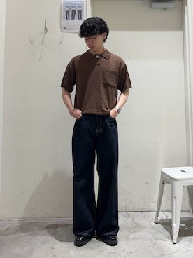 「アイテム（トップス、ブラウン系）」を使った、しおんさん（メンズ・170cm）の夏コーディネート