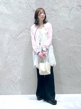 「LOWRYS FARM（ローリーズファーム）のポーチツキ２ＰＢＡＧ／Ｍ　578359（ショルダーバッグ、ホワイト系）」を使った、lfyuikoさん（レディース）の春コーディネート