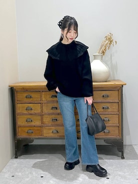 「LOWRYS FARM（ローリーズファーム）のＢＩＧカラーニットＬＳ　600397（ニット/セーター）」を使った、lfyuikoさん（レディース・167cm）の秋コーディネート