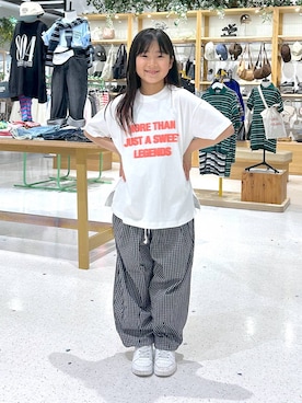 「LOWRYS FARM（ローリーズファーム）のアソートロゴＴＳＳ　 654418（Tシャツ/カットソー、ホワイト系）」を使った、lfyuikoさん（レディース）の春コーディネート
