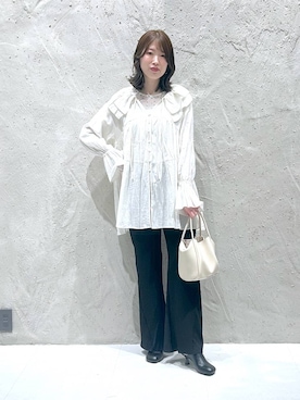 「LOWRYS FARM（ローリーズファーム）のポーチツキ２ＰＢＡＧ／Ｍ　578359（ショルダーバッグ、ホワイト系）」を使った、lfyuikoさん（レディース）の春コーディネート