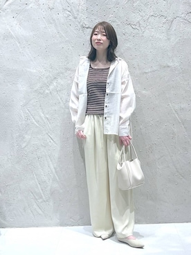 「LOWRYS FARM（ローリーズファーム）のポーチツキ２ＰＢＡＧ／Ｍ　578359（ショルダーバッグ、ホワイト系）」を使った、lfyuikoさん（レディース）の春コーディネート