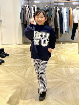 「キッズ服」｜「アイテム（スウェット）」を使った、lfyuikoさん（レディース・167cm）の冬コーディネート
