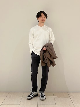 「NANO universe（ナノユニバース）の｢OtoNANO｣ 大人のワイドシャツ テーラードカラーシャツ（シャツ/ブラウス、ブラウン系）」を使った、Hiroki.yさん（メンズ・164cm）の春コーディネート