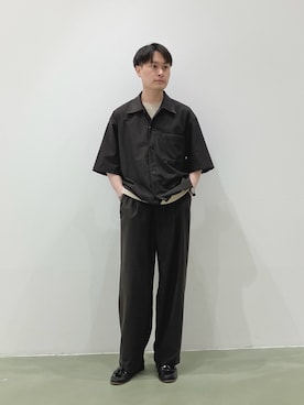 「NANO universe（ナノユニバース）のAIR TOOL ツータックストレート（その他パンツ、グリーン系）」を使った、Hiroki.yさん（メンズ・164cm）の夏コーディネート