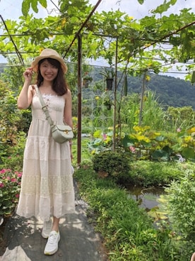 「PIXY（ピクシー）のアイテム」を使った、綠漪さん（レディース・163cm）の夏コーディネート