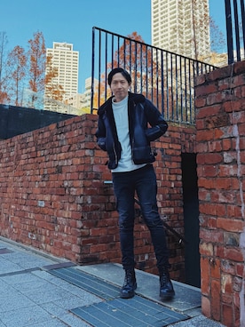 「アイテム（Tシャツ/カットソー）」を使った、ま・ま・まさん（メンズ・180cm）の冬コーディネート