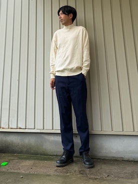 「モックネック」｜ま・ま・まさん（メンズ・180cm）の秋コーディネート