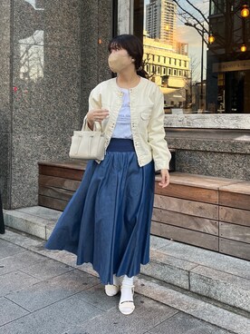 「Chez toi（シェトワ）のアイテム（デニムジャケット）」を使った、maiさん（レディース・158cm）の春コーディネート