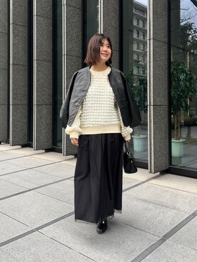 「Chez toi（シェトワ）のアイテム（ブルゾン）」を使った、maiさん（レディース・158cm）の冬コーディネート