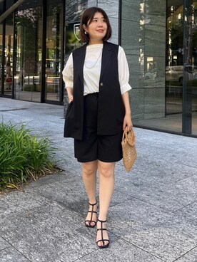 「Chez toi（シェトワ）のアイテム（かごバッグ）」を使った、maiさん（レディース・158cm）の夏コーディネート