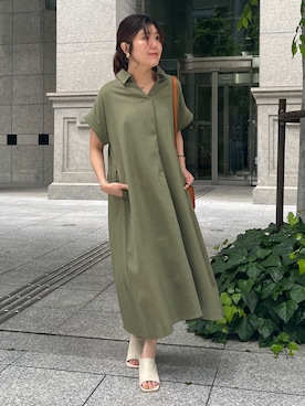 「Chez toi（シェトワ）のアイテム（シャツワンピース）」を使った、maiさん（レディース・158cm）の夏コーディネート