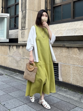 「Chez toi（シェトワ）のアイテム（かごバッグ）」を使った、maiさん（レディース・158cm）の春コーディネート