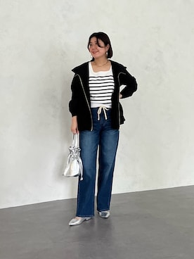 「Chez toi（シェトワ）のアイテム（ジャケット/アウター）」を使った、maiさん（レディース・158cm）の春コーディネート
