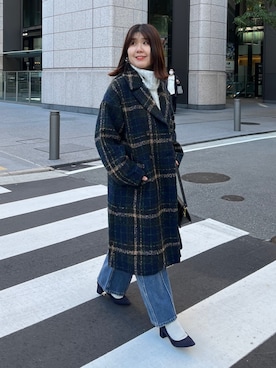 「Chez toi（シェトワ）のアイテム（チェスターコート）」を使った、maiさん（レディース・158cm）の冬コーディネート