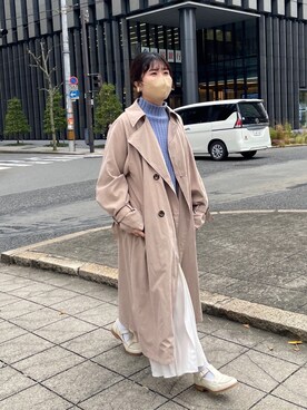 「Chez toi（シェトワ）のアイテム（トレンチコート）」を使った、maiさん（レディース・158cm）の冬コーディネート