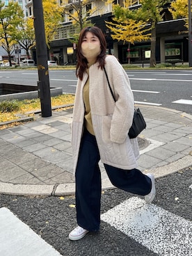 「Chez toi（シェトワ）のアイテム（ノーカラージャケット）」を使った、maiさん（レディース・158cm）の冬コーディネート