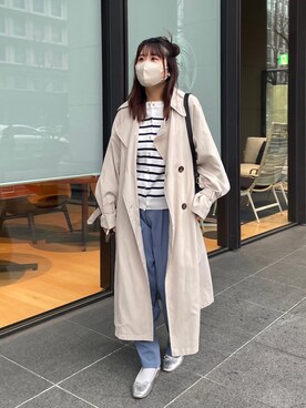 「Chez toi（シェトワ）のアイテム（トレンチコート）」を使った、maiさん（レディース・158cm）の冬コーディネート