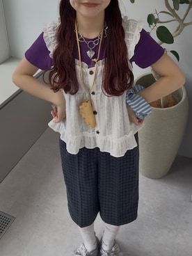 「GRAIN（グレイン）のアイテム」を使った、丸尾佳奈さん（レディース・158cm）の夏コーディネート