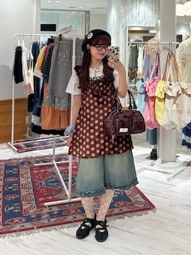 「GRAIN（グレイン）のアイテム（バッグ）」を使った、丸尾佳奈さん（レディース・158cm）の夏コーディネート