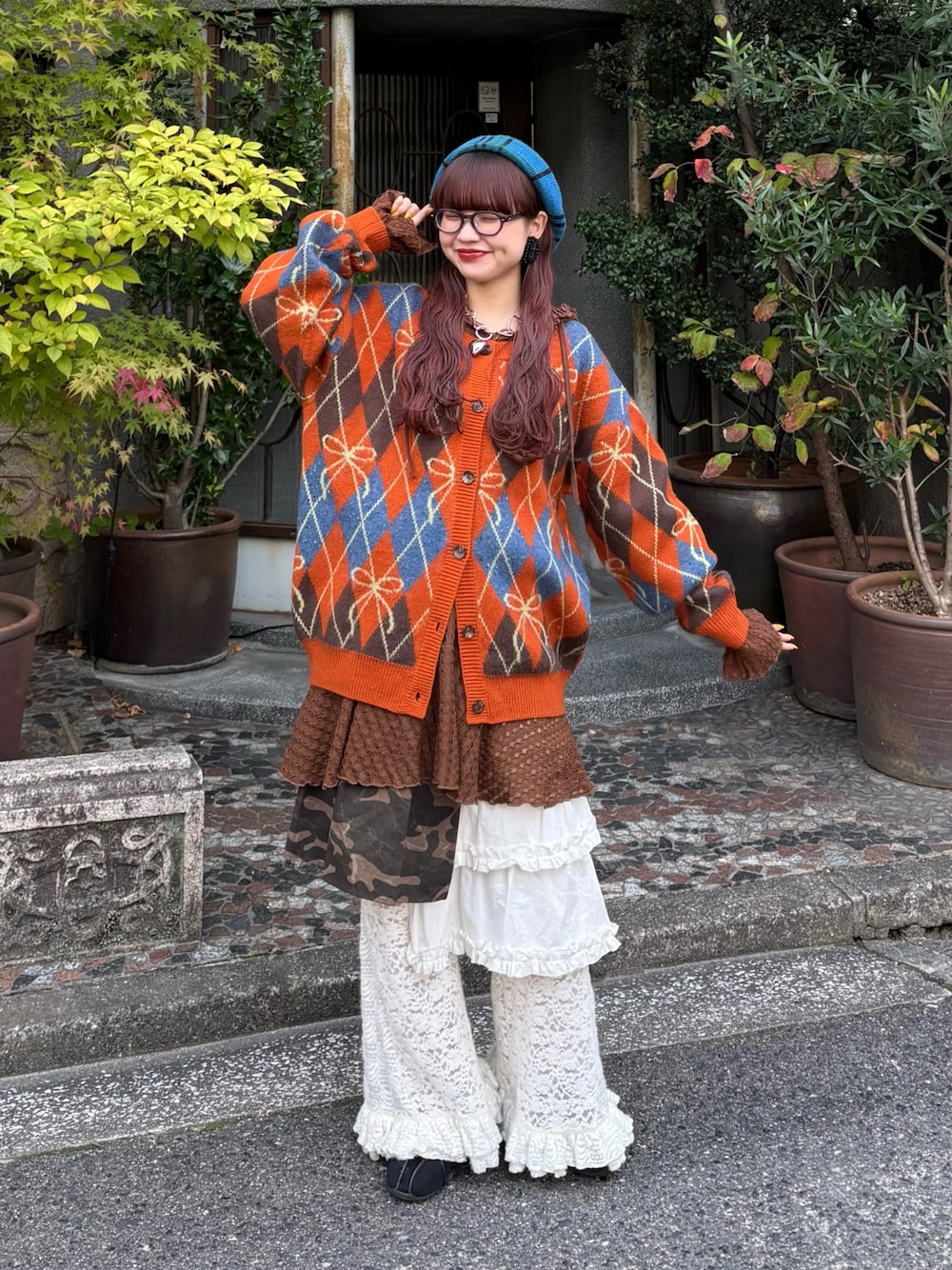 カーディガン/ボレロ（オレンジ系）を使った「アーガイル柄」の人気