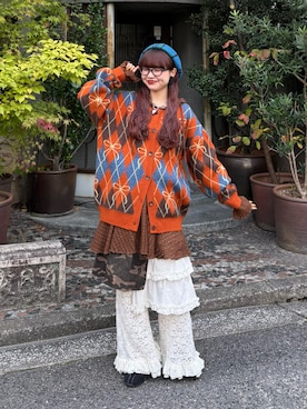 「アイテム（スカート）」を使った、丸尾佳奈さん（レディース・158cm）の冬コーディネート