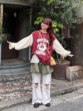 「アイテム（スカート）」を使った、丸尾佳奈さん（レディース・158cm）の秋コーディネート